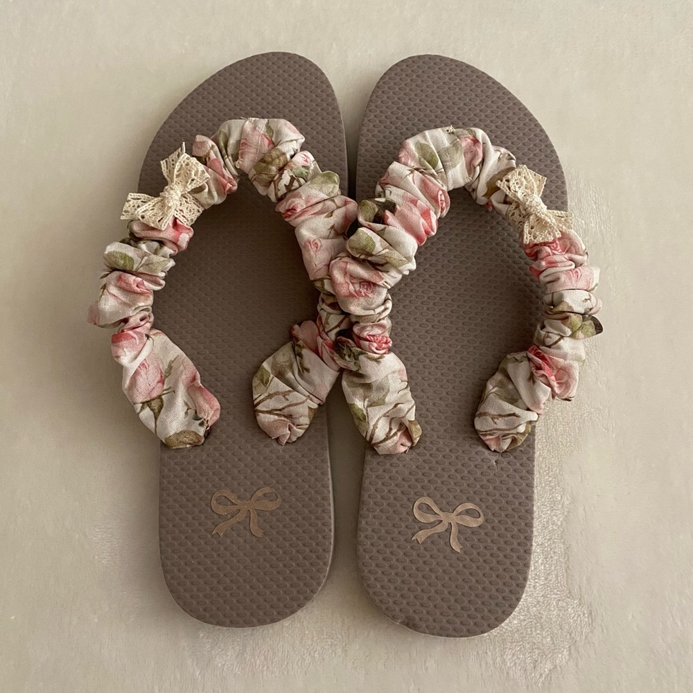 Love Shack Fancy Vibes Tan Floral Sandals
